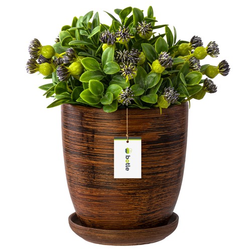 Pot fleur bois sombre avec - sombre,