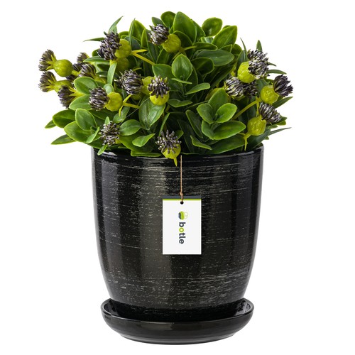 Pot fleur noir argent avec - de,