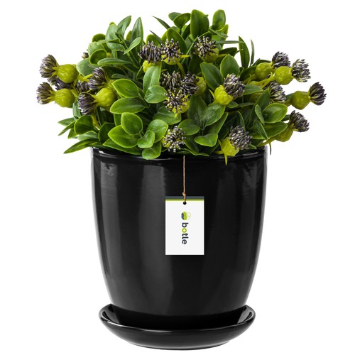 Pot fleur noir - fleur, avec